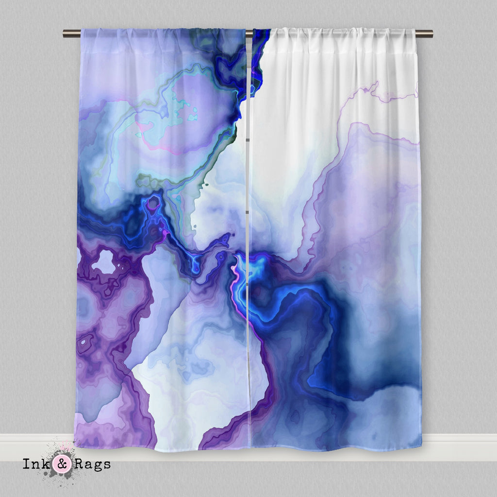 Electric Marble Pink Purple Blue Faux Marble Curtains