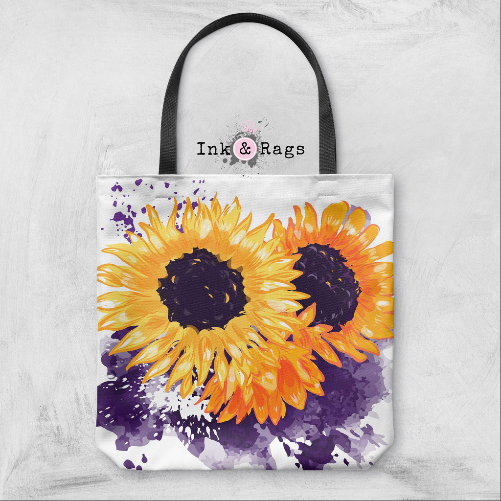 Sunflowers with a Splash of Purple Casual Tote