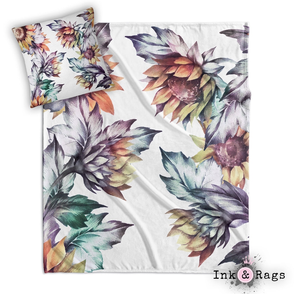 Sunset Sunflower Decorative Throw and Pillow Cover Set