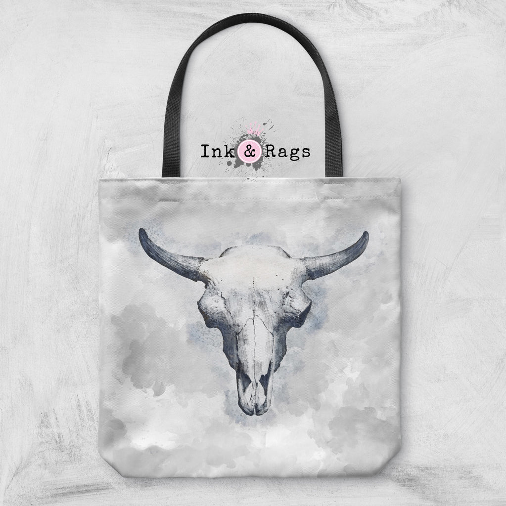 Blue Bull Cow Skull Casual Tote