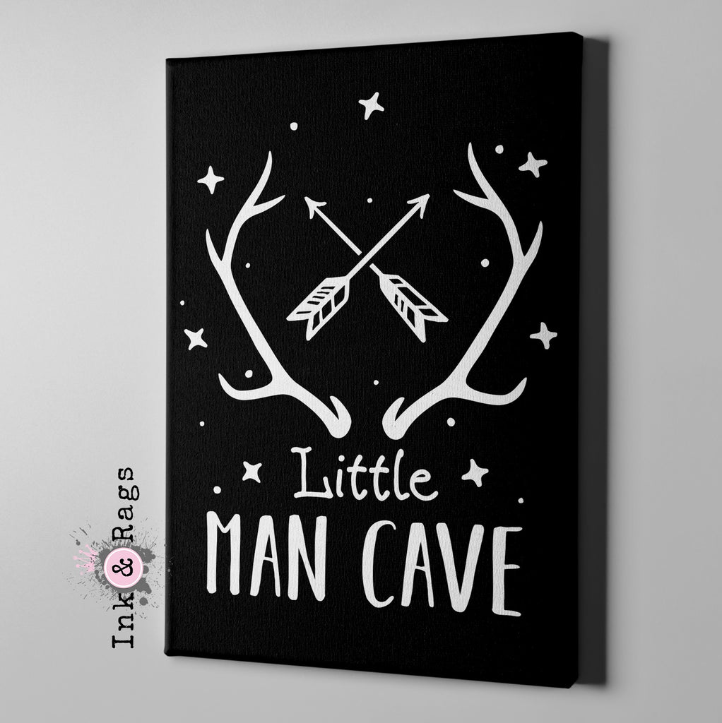 Little Man Cave Black Gallery Wrapped Canvas