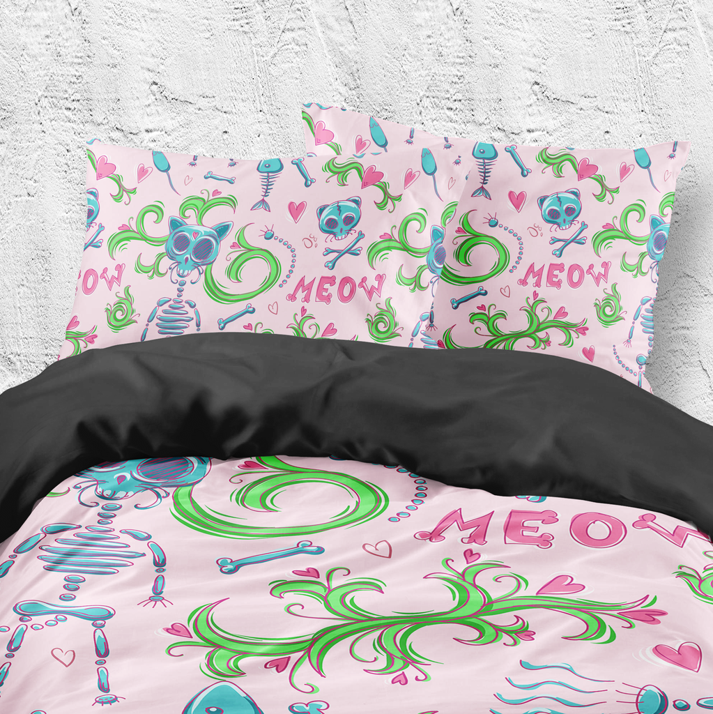 Cats MEOW Skull Bedding Collection