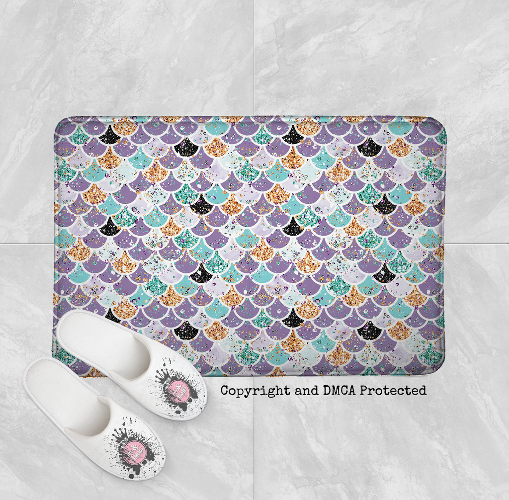 Breakfast At Tiffany Mermaid Scales and Mermicorn Fashion Shower Curtains and Optional Bath Mats