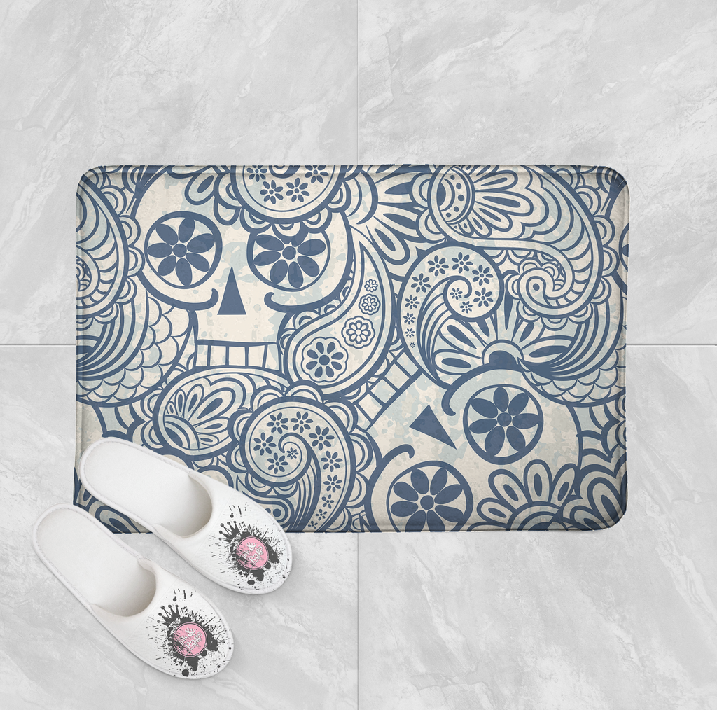 Funky Psychedelic Blue Sugar Skull Shower Curtains and Optional Bath Mats