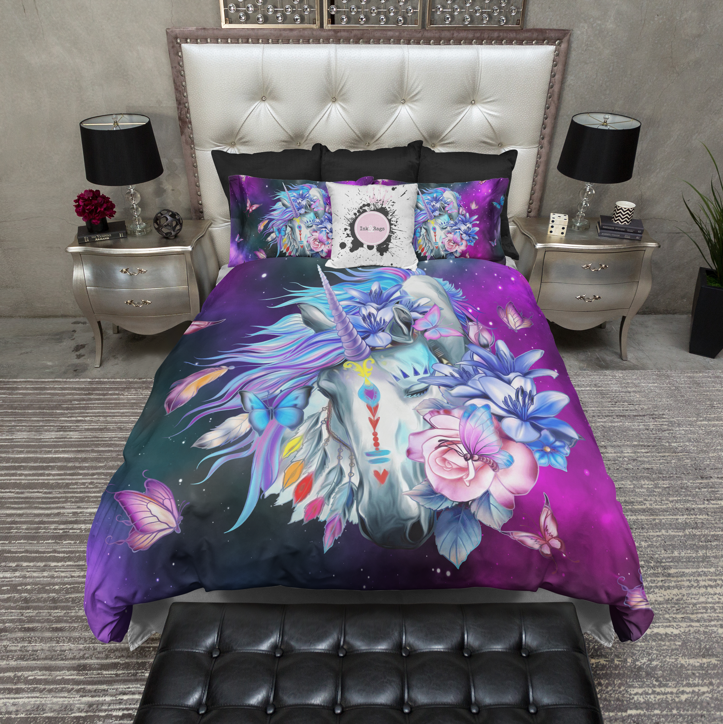 Unicorn Butterfly Galaxy Bedding Collection Ink and Rags