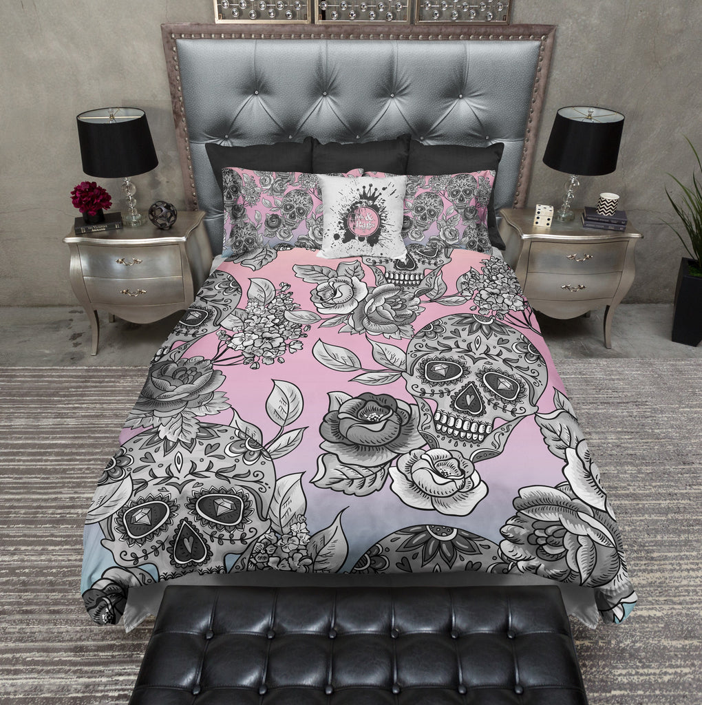 The Original Pink and Lavender Ombre Sugar Skull Bedding Collection
