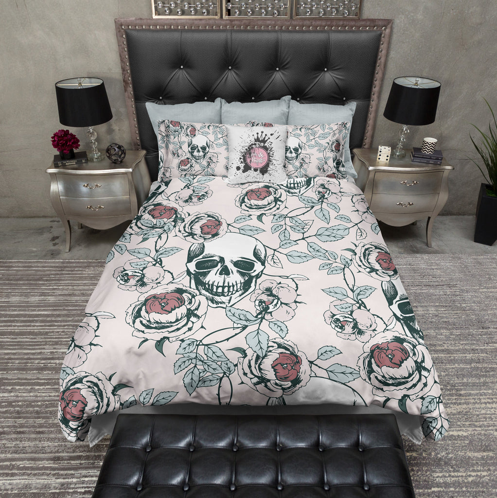 Pretty Soft Pink Rose and Skull Bedding Collection