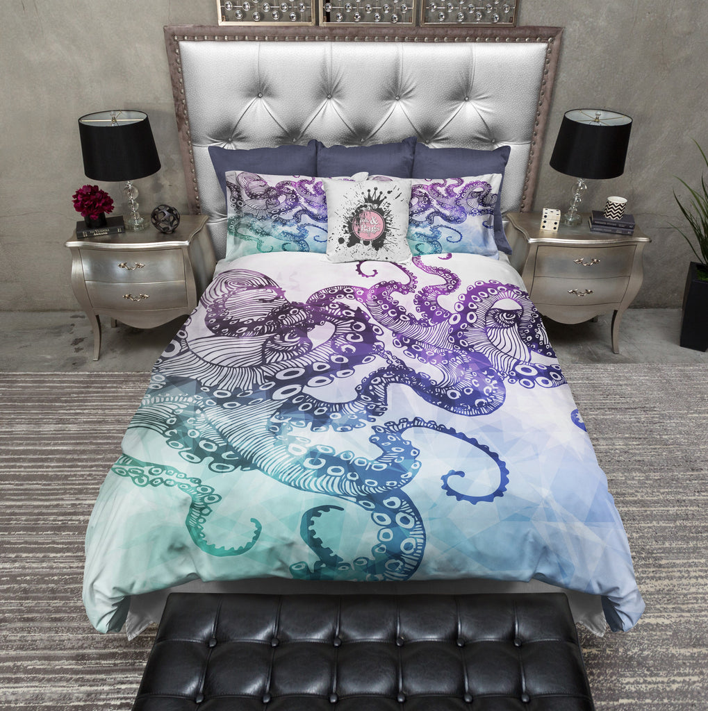 Modern Watercolor Octopus Bedding Collection