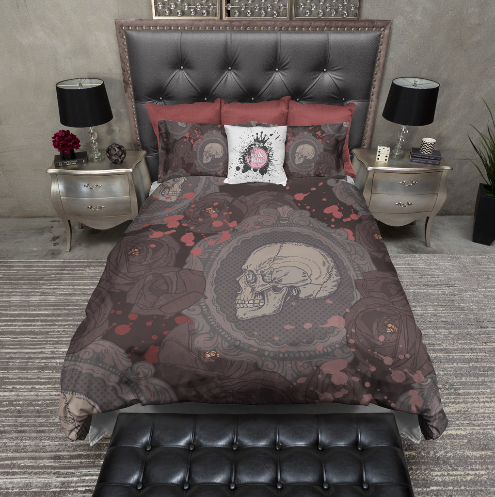 Dark Rose Cameo Skull Bedding Collection