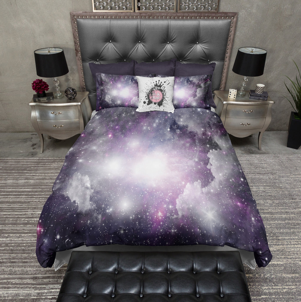 Purple and Grey Nebula Galaxy Bedding Collection