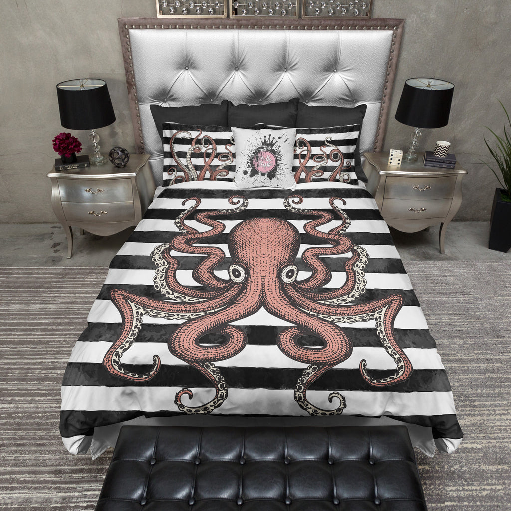 Full Octopus Stripe Bedding Collection
