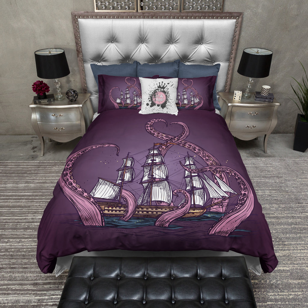 Purple Octopus Kraken Ship Bedding Collection