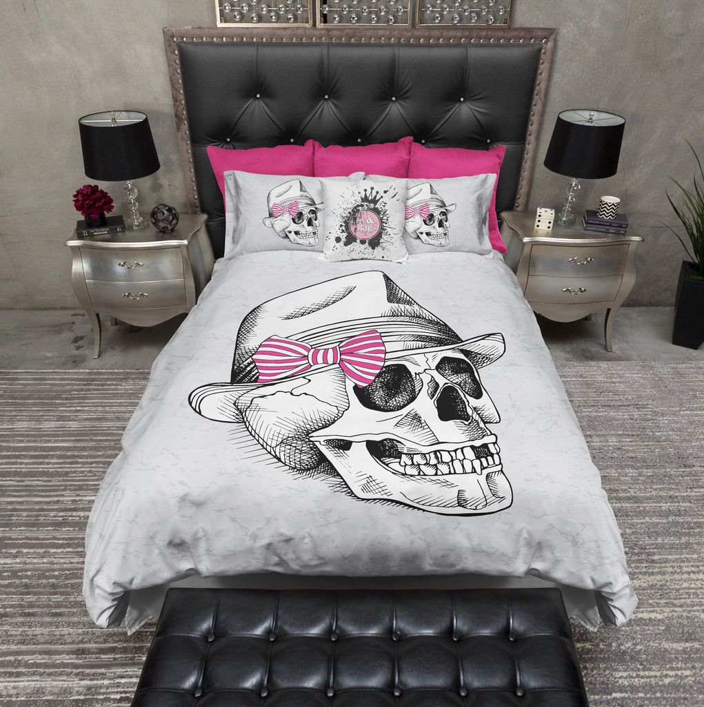 Fedora Pink Bow Skull Bedding Collection