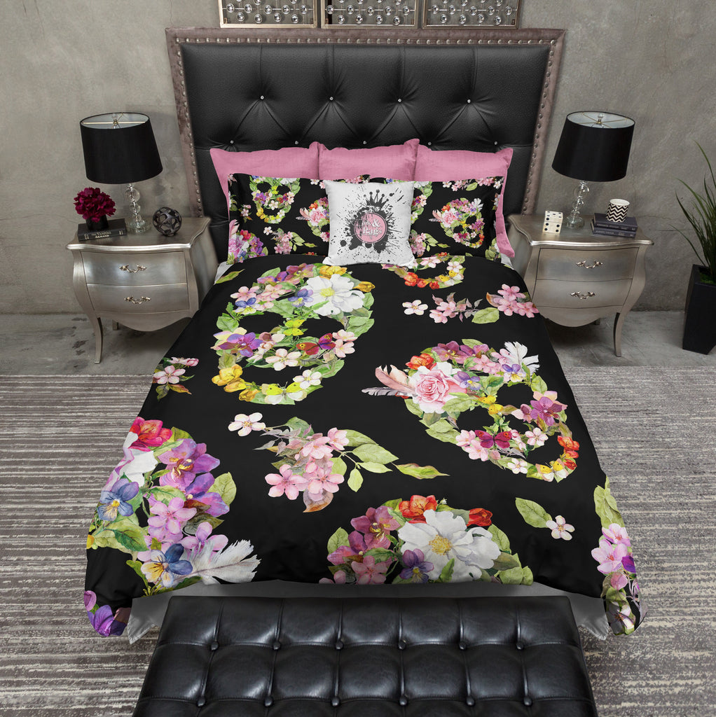 Flower and Rose Skull Bedding Collection