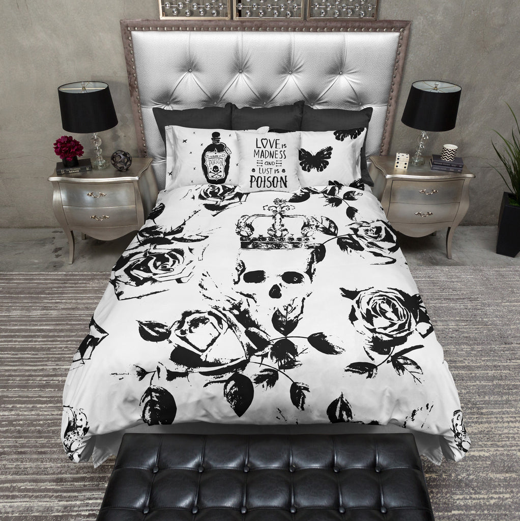 Love is Madness and Lust is Poison Skull Bedding Collection