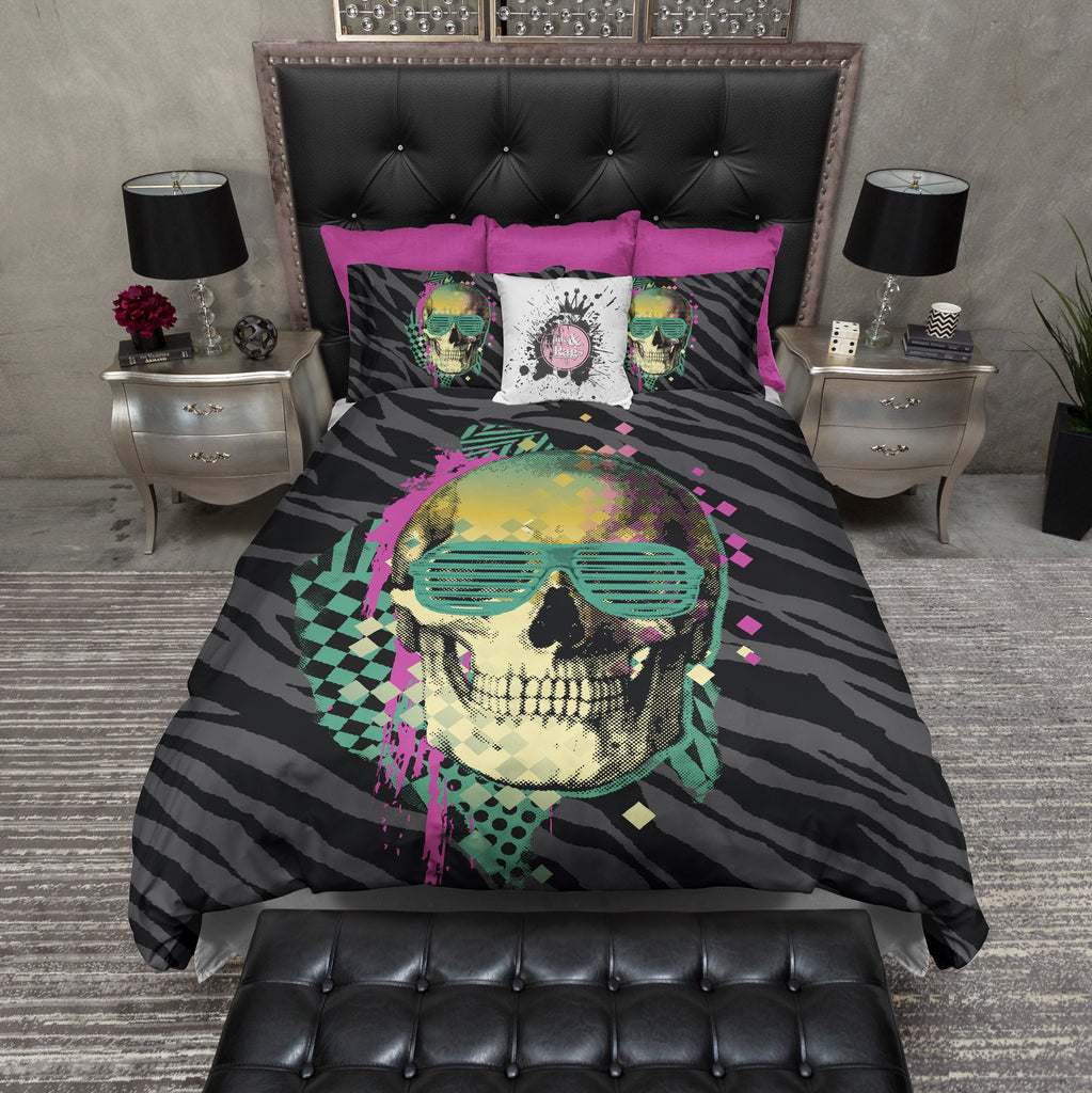Max Headroom 80's Inspired Retro Skull Bedding Collection