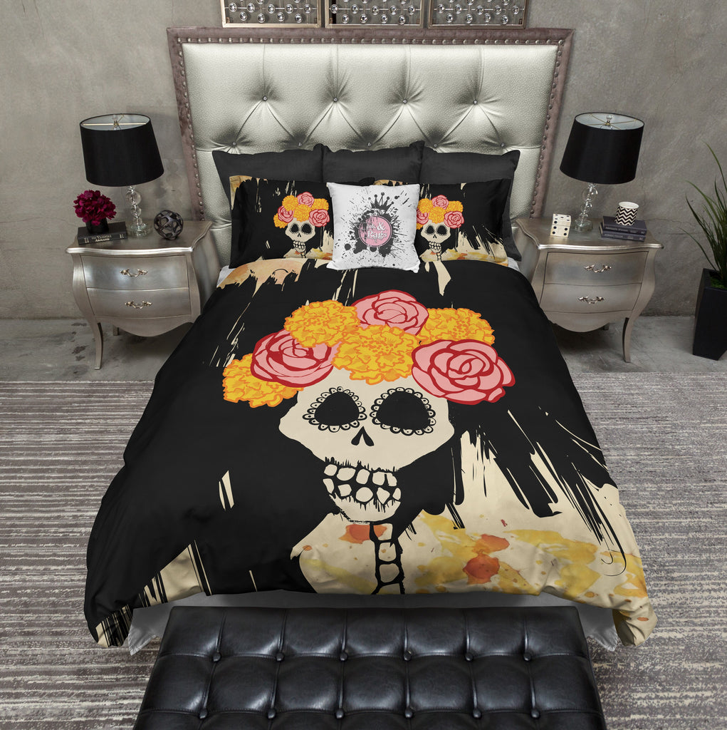 Day of the Dead Skull CREAM Bedding Collection