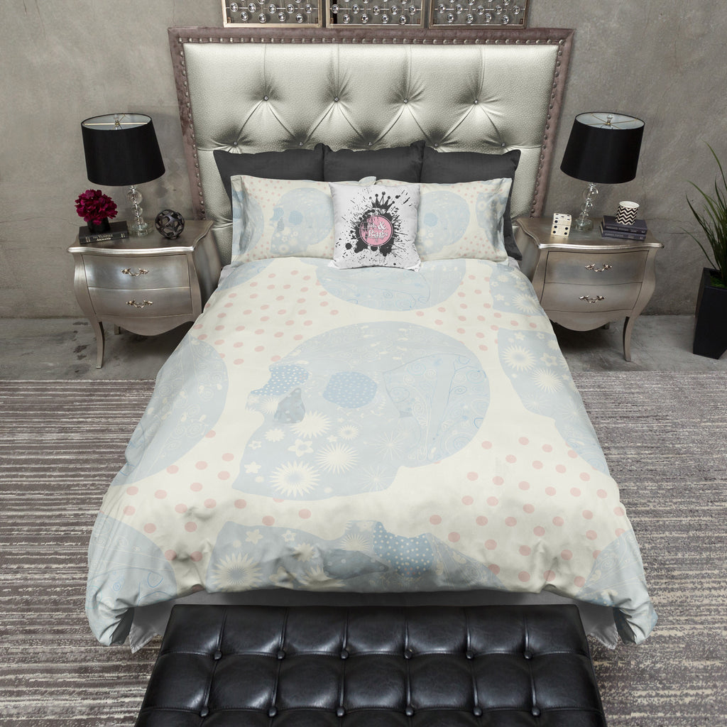 Perfectly Faded Patchwork Sugar Skull CREAM Bedding Collection
