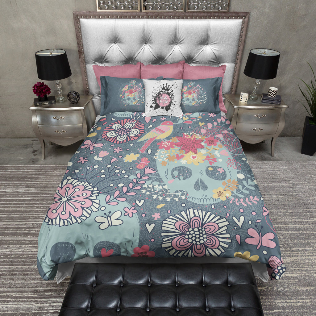 Woodland Style Flower and Skull Bedding Collection