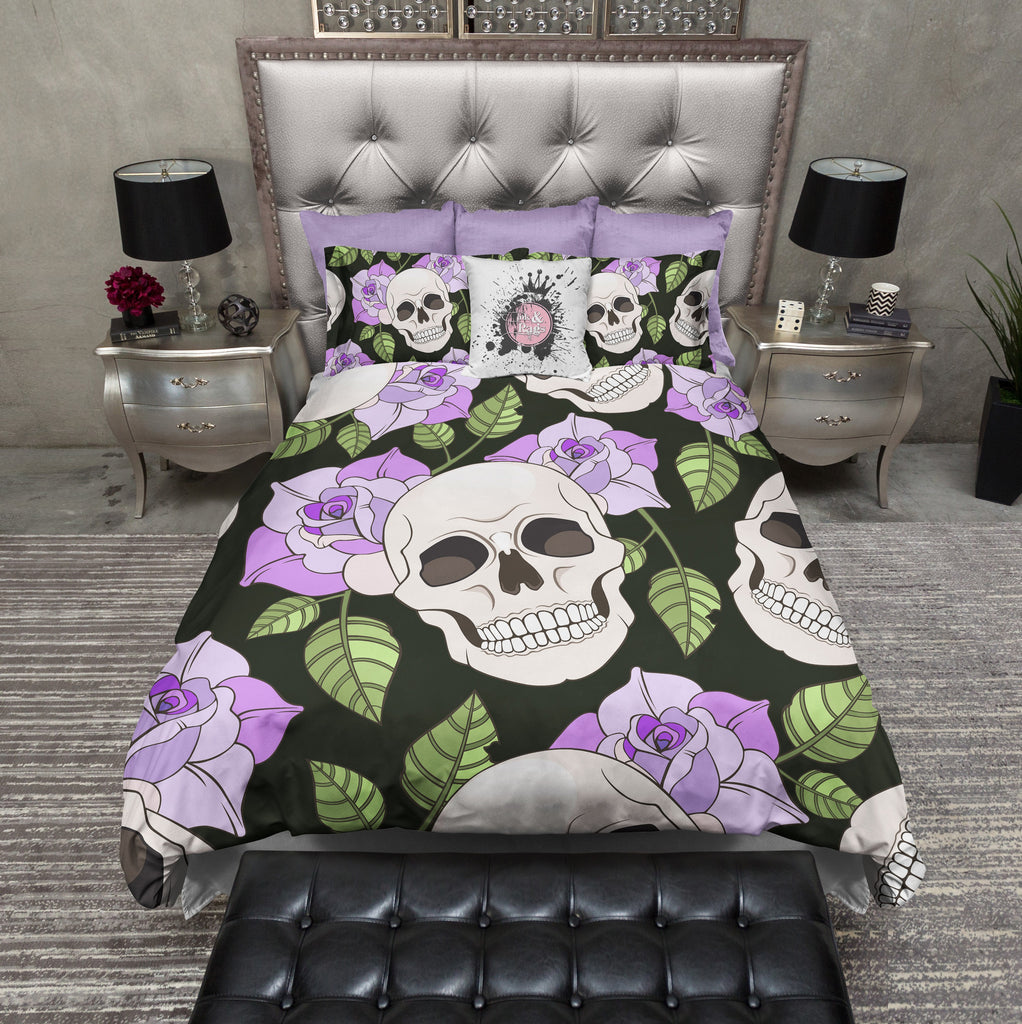 Purple Rose Skull Bedding Collection