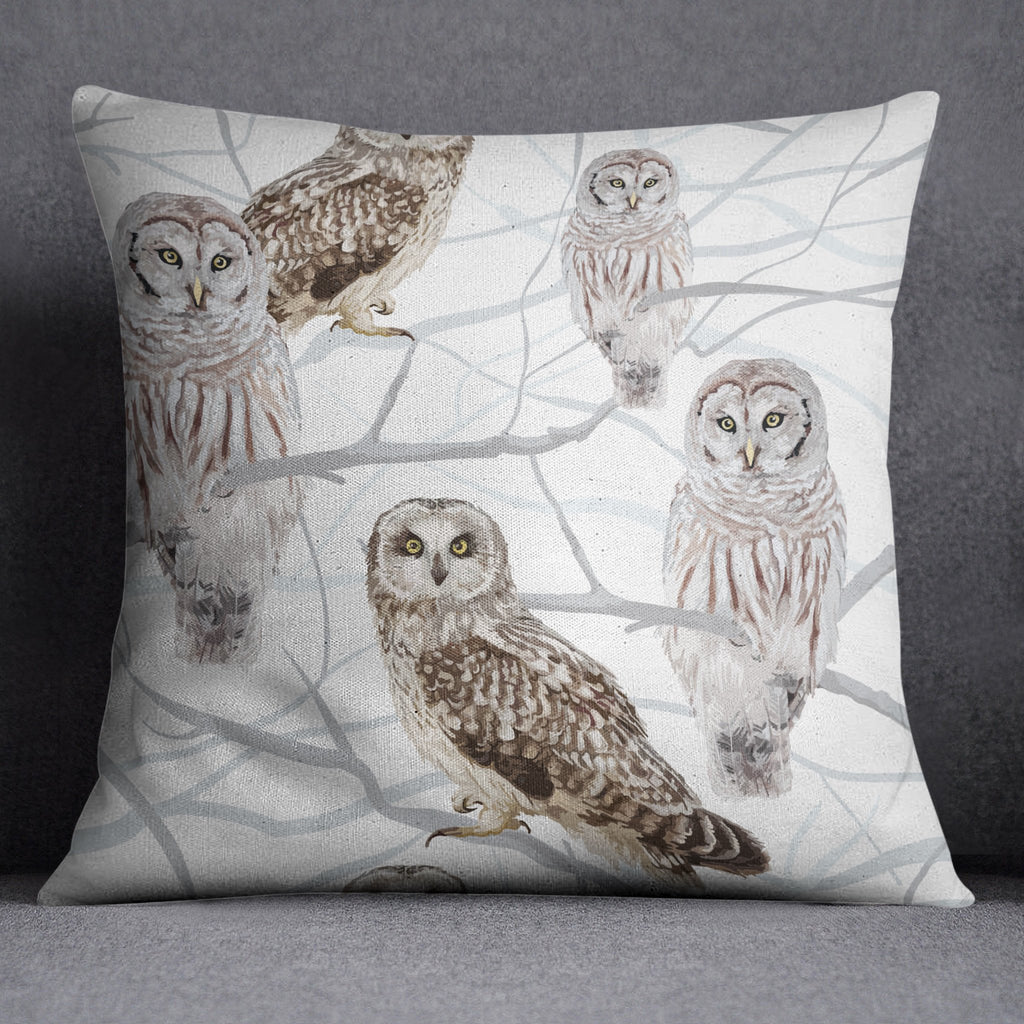 Snow and Owls Decorative Throw and Pillow Cover Set