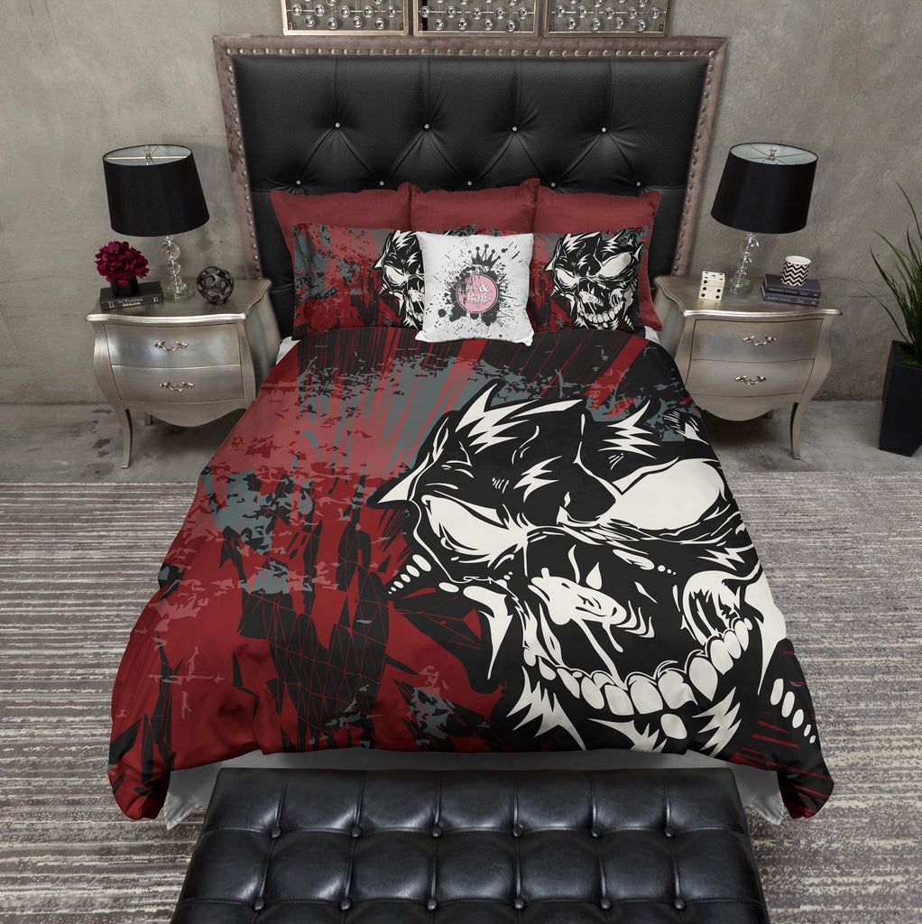 Black Red and Mean Skull Bedding Collection
