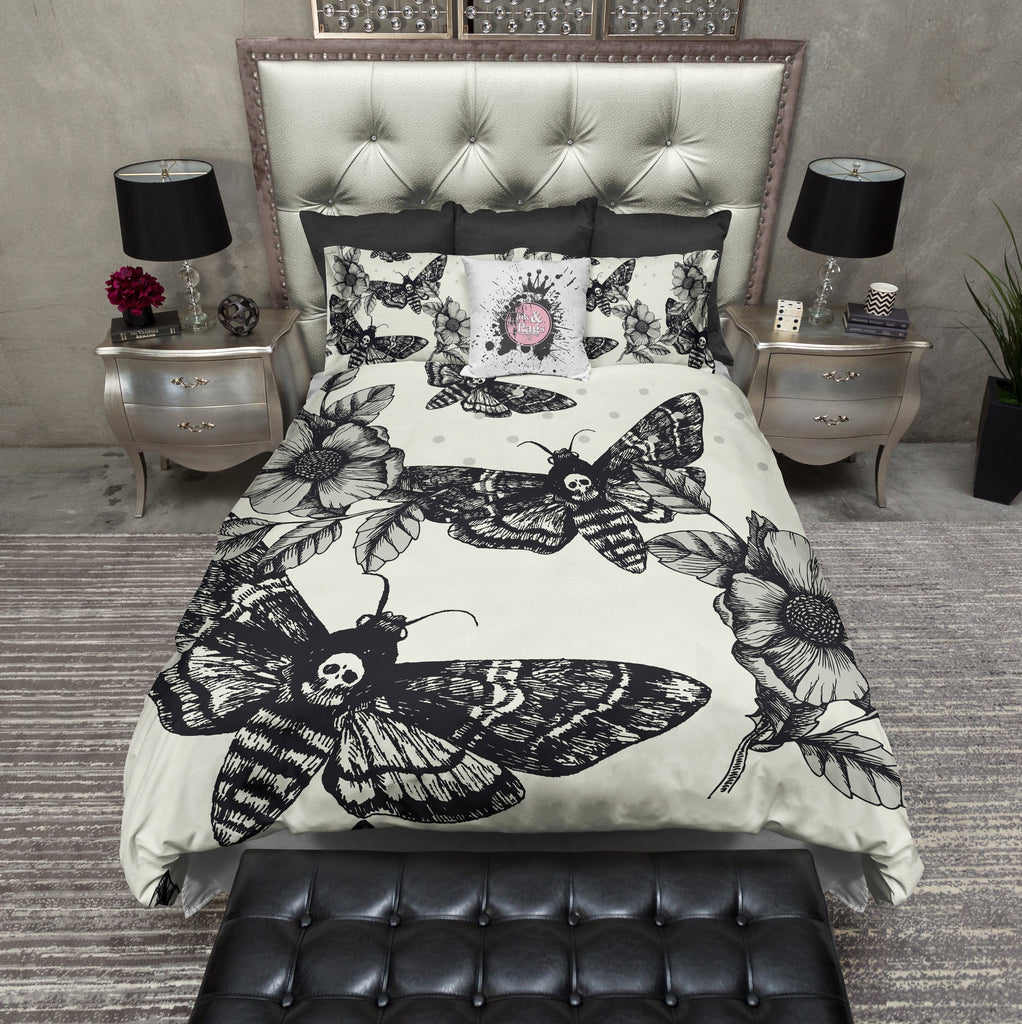 Death Moth and Flower CREAM Bedding Collection