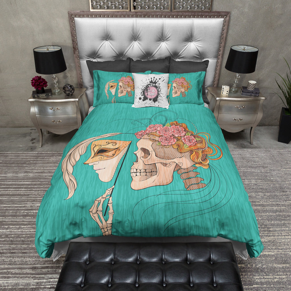 Carnival Masked Lady Skull Bedding Collection