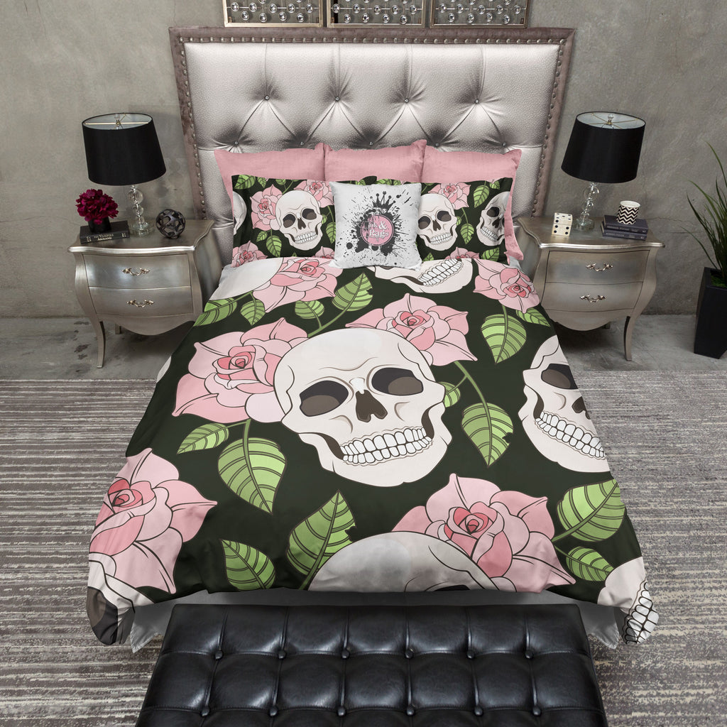 Pink Rose Skull Bedding Collection