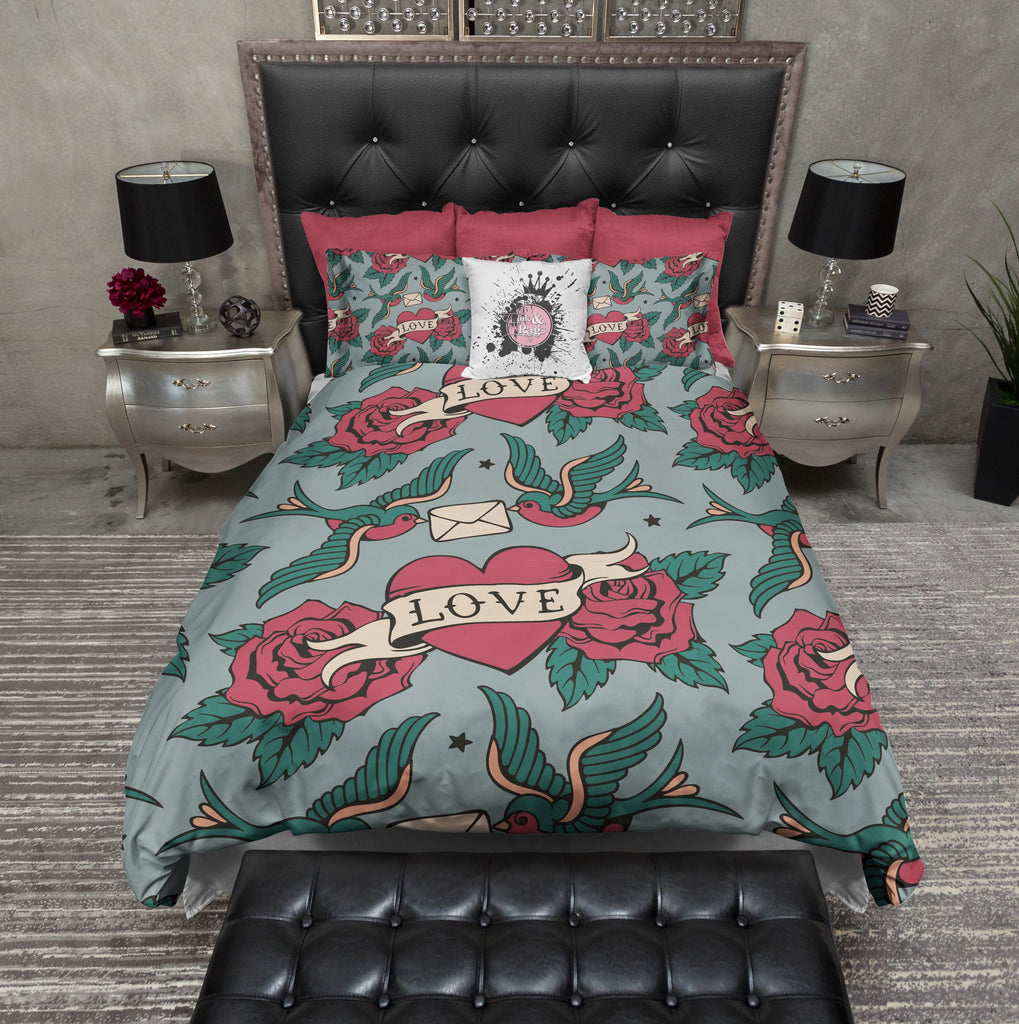 Rockabilly Tattoo Style Love Bedding Collection