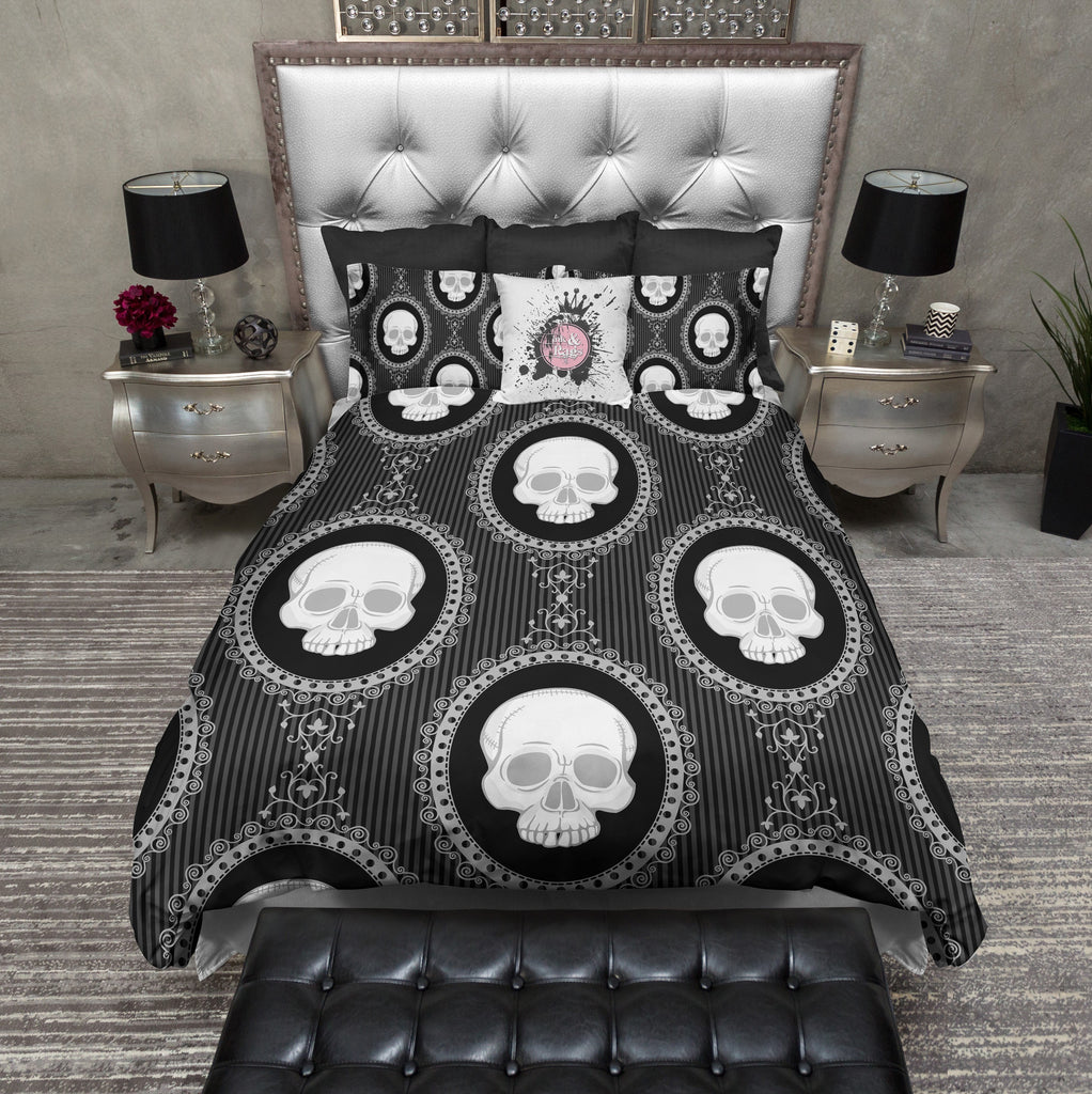 Black and White Cameo Skull Bedding Collection