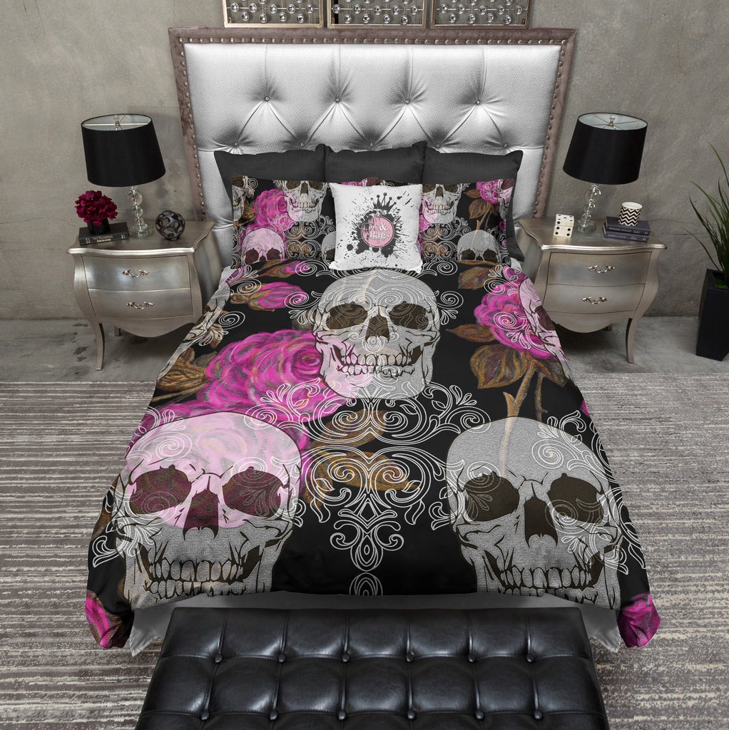 Pink Victorian Tapestries Style Skull Bedding Collection