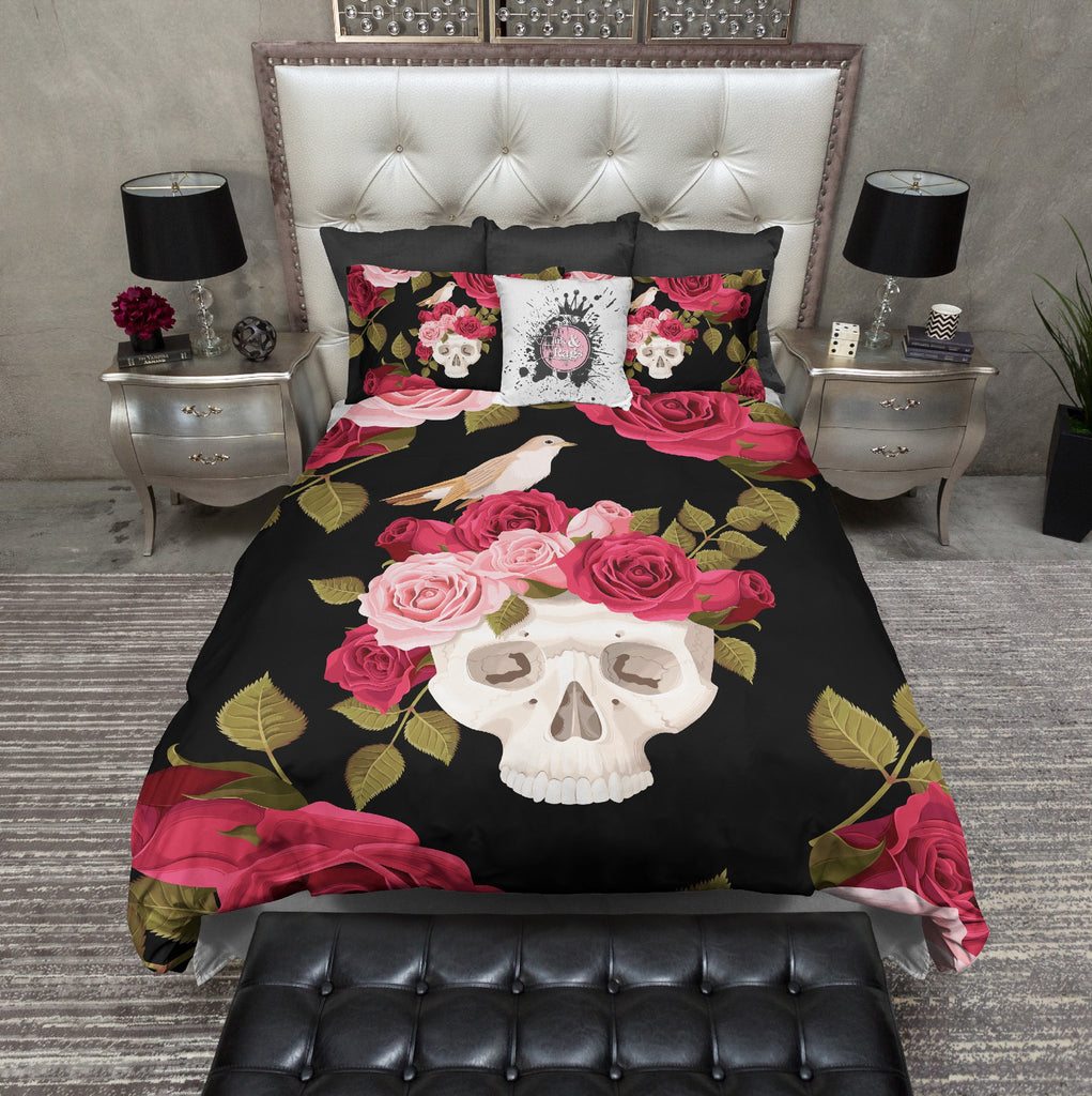 Sweetheart Red Rose Skull Bedding Collection