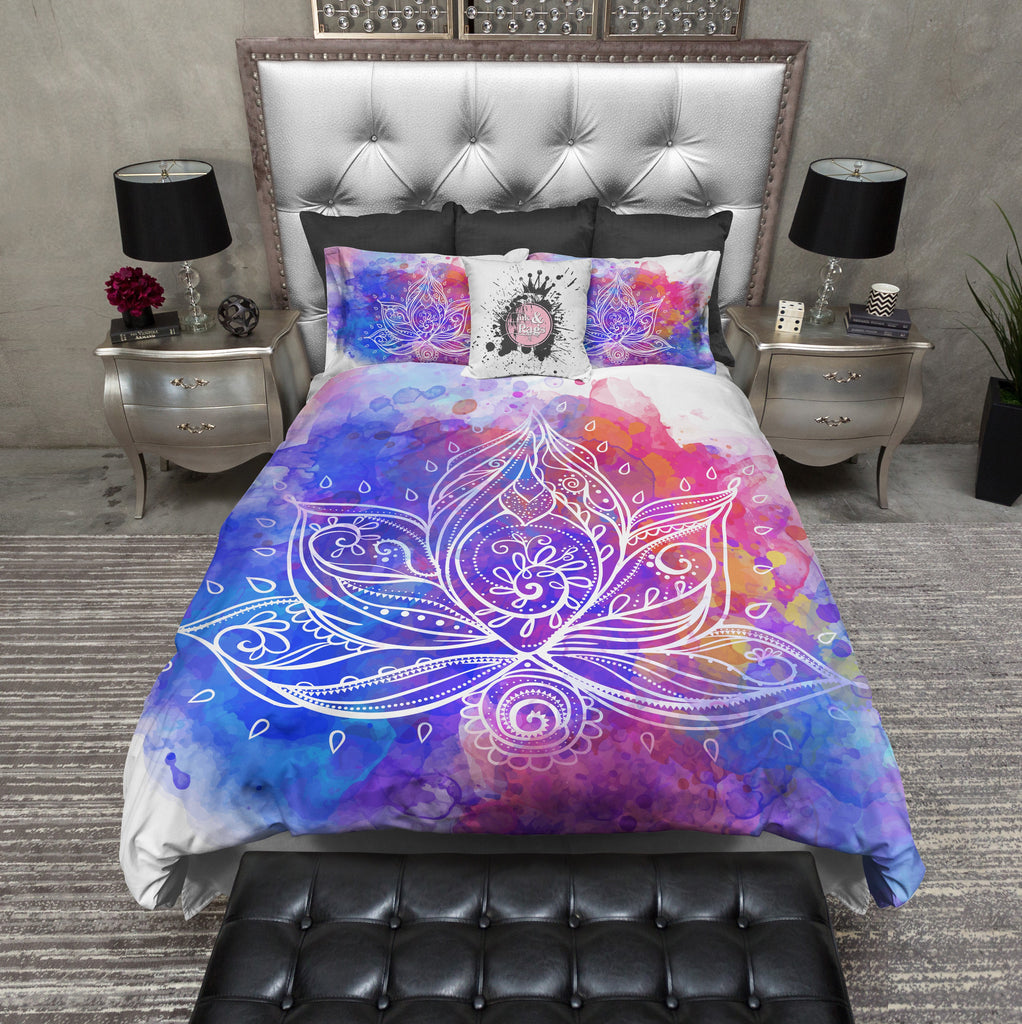 BOHO Watercolor Lotus Flower Bedding Collection