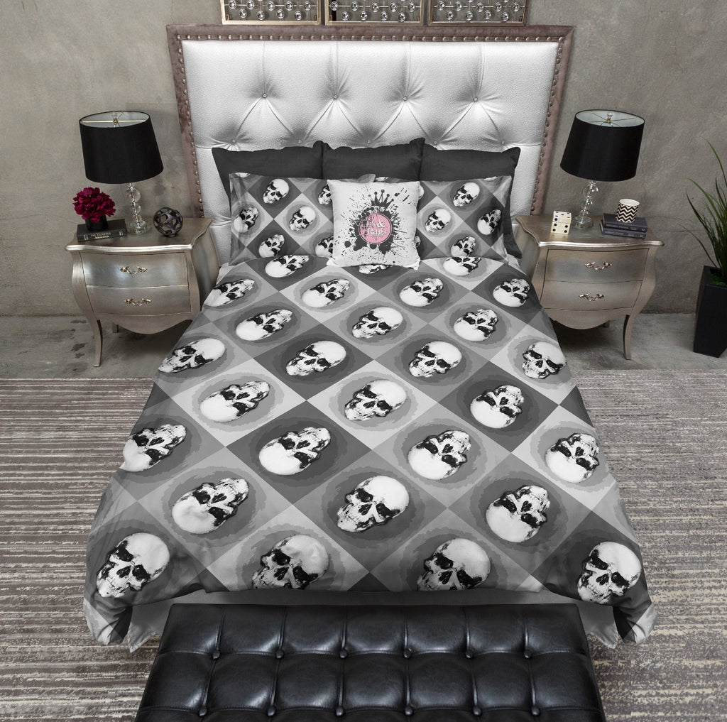 Black and White Warhol Inspired Skulls Bedding Collection