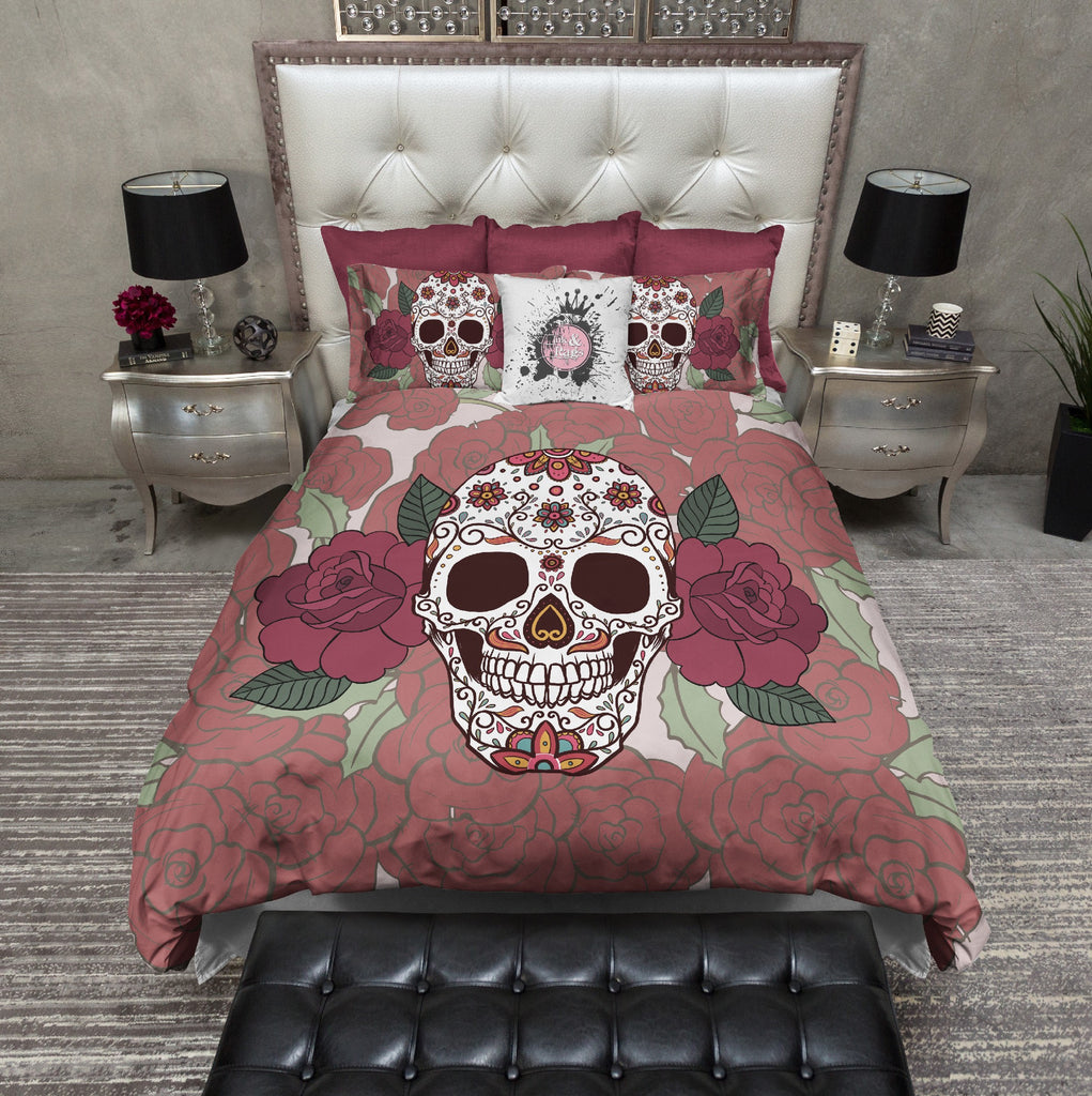 Double Rose Sugar Skull Bedding Collection