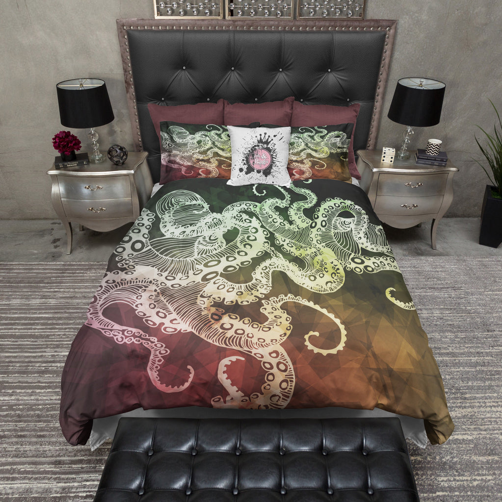 Dark Fall Color Octopus Bedding Collection