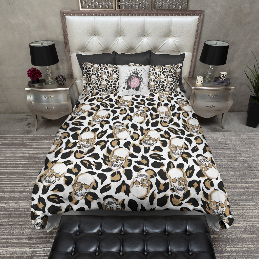 Leopard Print Skull Bedding Collection