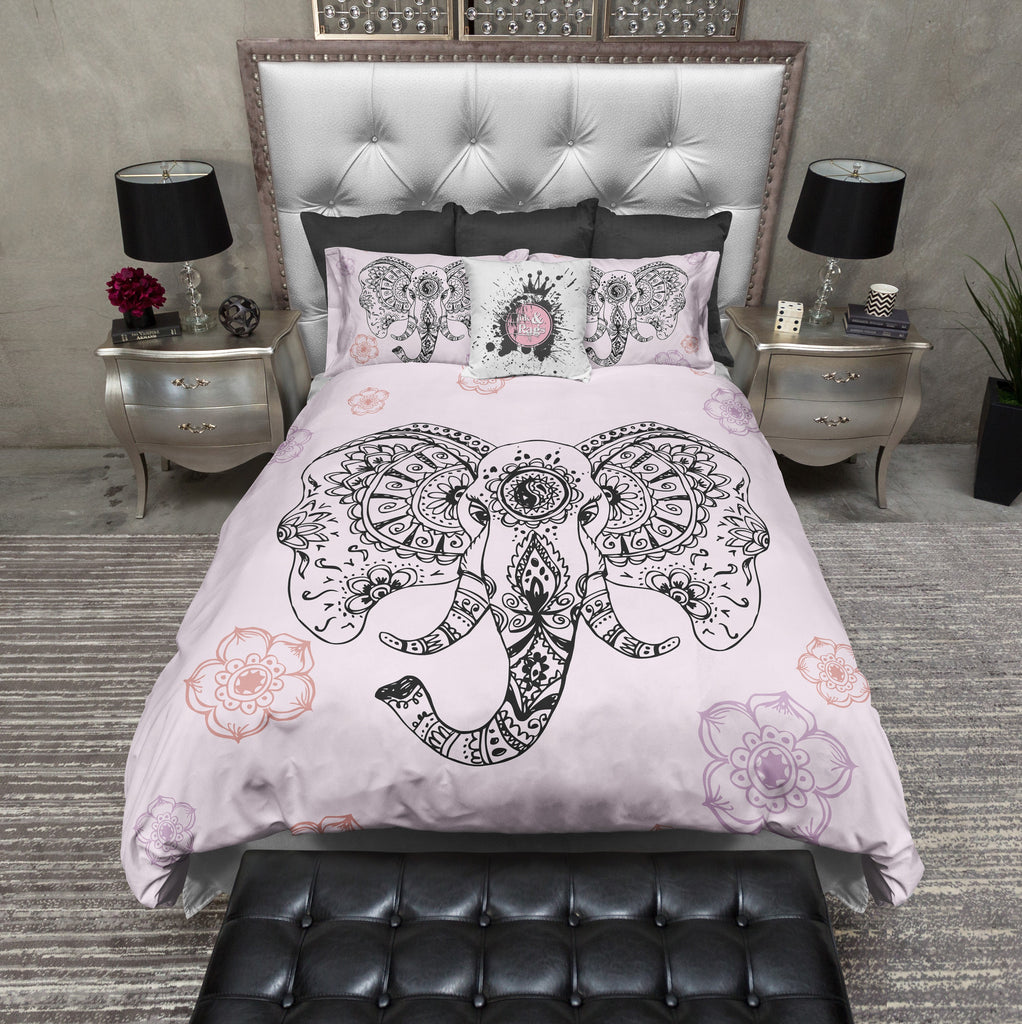 Indian Henna Style Pink Elephant Bedding Collection