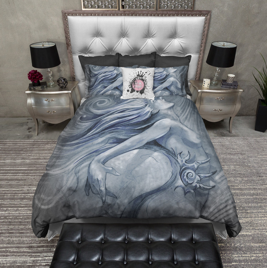 Blue Ink Mermaid Bedding Collection