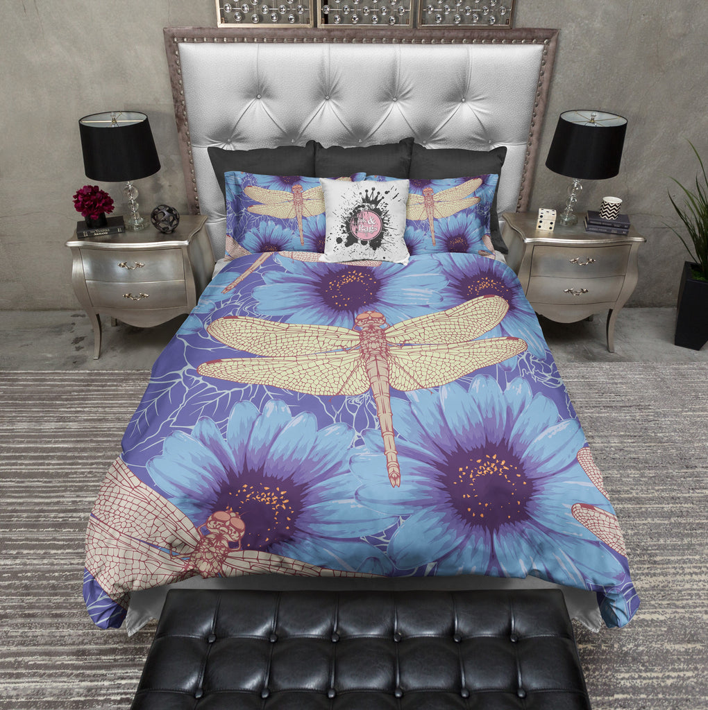 Dragonfly Blue Daisy Bedding Collection