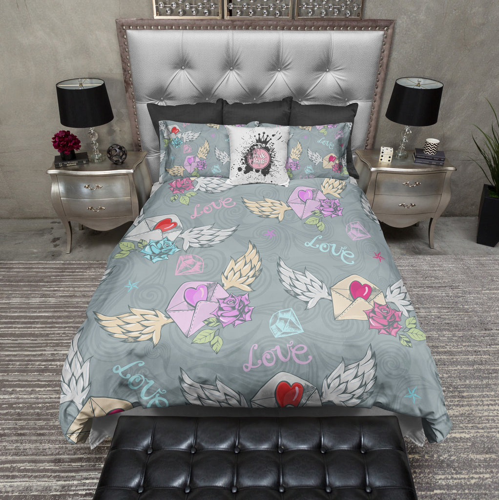 Sweet Rockabilly Love Letter CREAM Bedding Collection