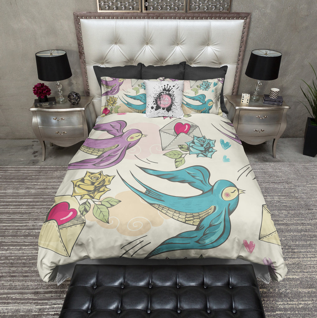 Rockabilly Robins Love Letter CREAM Bedding Collection