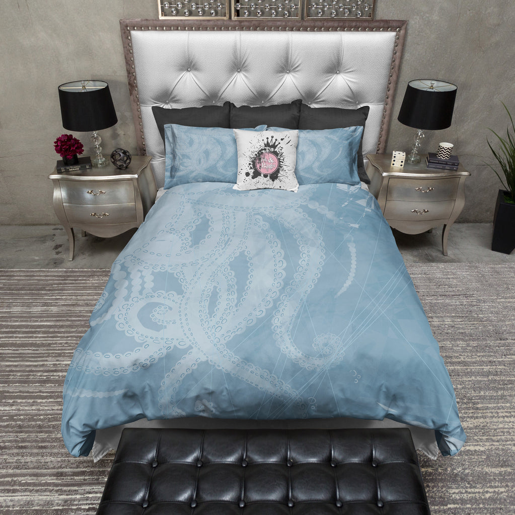 Soft Blue Sea Octopus Tentacle Bedding Collection