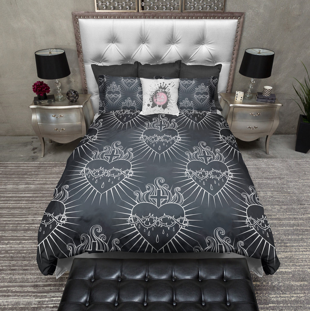 Midnight Blue Sacred Heart Bedding Collection