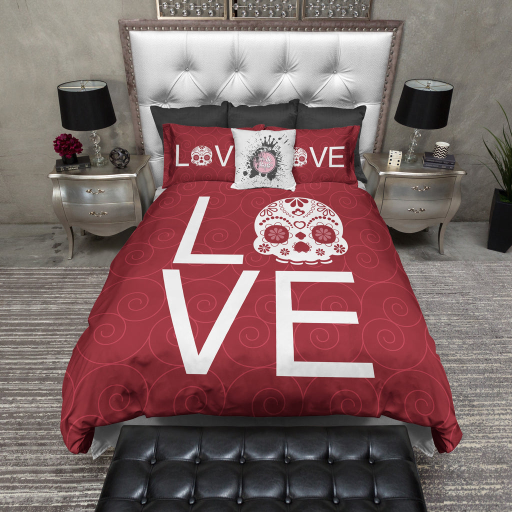 LOVE Red Sugar Skull Bedding Collection