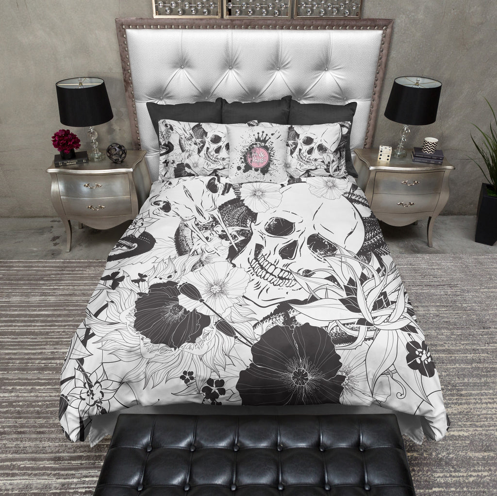 Striking Black and White Skull Bedding Collection
