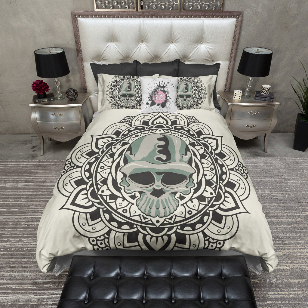 Tribal Flower and Camo Skull CREAM Bedding Collection