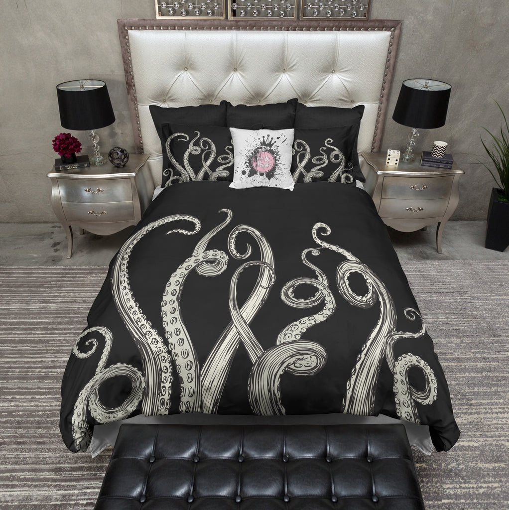 Black and Cream Octopus Tentacle CREAM Bedding Collection
