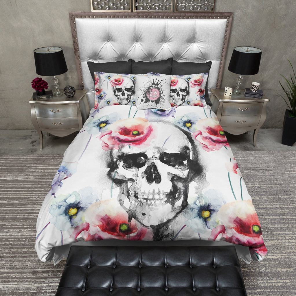 Watercolor Poppy and Skull Bedding Collection